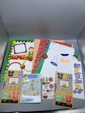 Assortment of Scrapbooking Paper-Stickers-Page Filler Shapes Basketball Themed